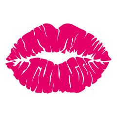 Kiss lips. Lipstick print on a white background. Lip contour vector drawing.