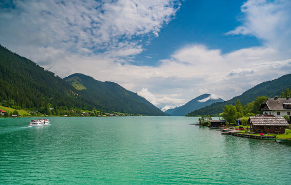 Blick auf den Weissensee nach Osten, K&auml;rnten, &Ouml;sterreich