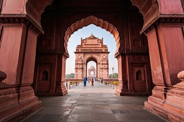 Fototapeta premium Isolated Architectural View of India's Famous City Gate in Daylight