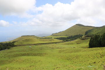 Fototapeta premium landscape with hills and blue sky