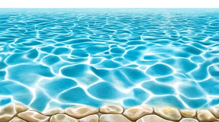 Obraz premium Serene Ocean Water Texture Sunny Blue Water Stones Beach Background