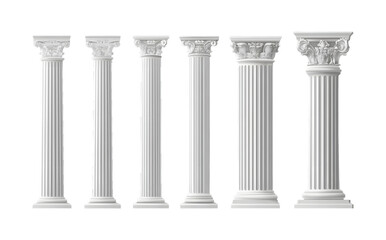 Obraz premium Set of architectural white columns on a transparent background. isolated background.