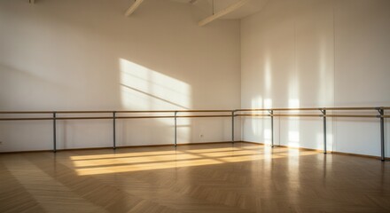 Serene dance studio bathed in warm natural light