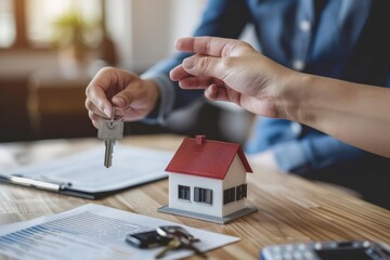 Client Hands Exchanging House Key in Close Up Shot
