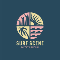 Vintage surf design template for surf club, surf shop, surf merch.
