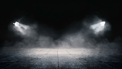 Abstract image of dark room concrete floor. Stage or black room