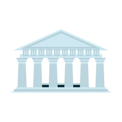 Obraz premium Collection of ancient Greek symbols and artifacts columns, amphorae, busts, laurel wreaths, lyre. Flat vector illustration isolated on background. Greek culture and history architecture