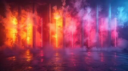 Neon background, violet and blue colors in a dark background, modern digital technology 