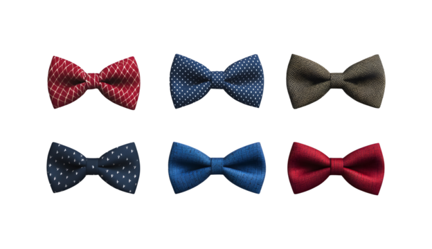Set of bow ties on a transparent background. isolated background.