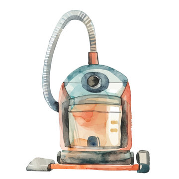 recommend clip art: A watercolor drawing of a Vacuum Cleaner, isolated on a white background. Vacuum Cleaner vector.