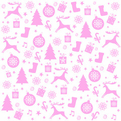 Christmas and New Year festive design with seamless pattern. Good for textile fabric design, wrapping paper, website wallpapers, textile, wallpaper and apparel. Xmas decoration.  Vector illustration