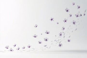 Delicate White Petals Falling in a Whimsical Dance: A Floral Abstract