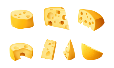 Set of cheese slices on a transparent background. isolated background.