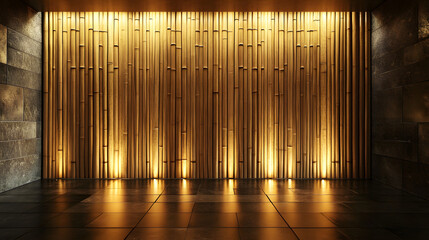 japanese bamboo wall with light
