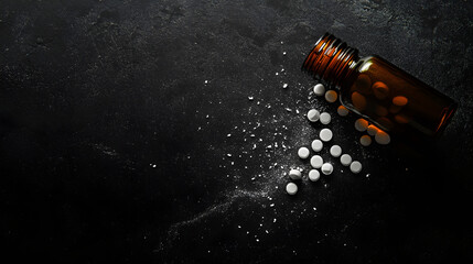drugs fallen on the black floor