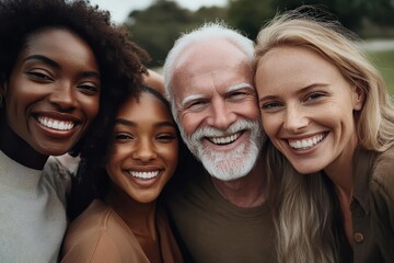 Fototapeta premium A heartwarming moment among friends across generations.