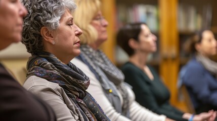 A book club member leading a guided meditation session before diving into the book discussion.