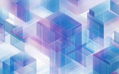 Obraz premium A futuristic vector pattern with a blue background and isometric cubes formed by blue and purple lines. 