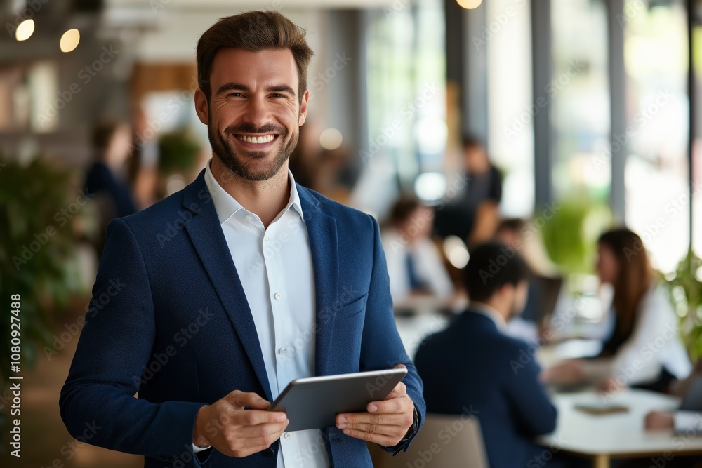 Poster Dynamic Business Professional Thriving in a Modern Workspace Environment with an Emphasis on Collaboration, Communication, and Innovation for Enhanced Growth and Success in Their Career Journey