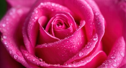 Close-up of pink rose with dewdrops in full bloom