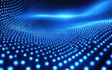 An abstract blue wave dots background with a gradient and glowing effect, designed for technology, digital data science, or internet concepts. 
