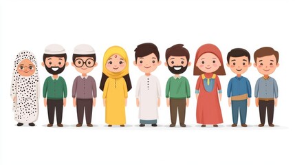 Obraz premium Diverse group of people in traditional clothing.