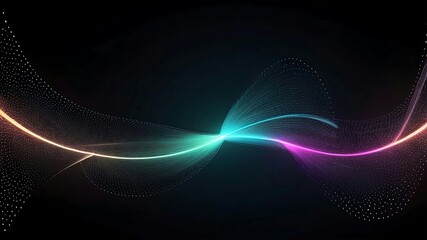 Abstract background with colorful fluorescent light lines on black.