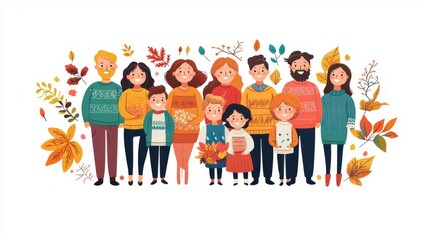 Fototapeta premium Happy family portrait in autumn setting.