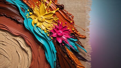 Vibrant abstract art with colorful paint strokes celebrating African American culture, copy space
