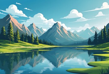 Beautiful Lake in the Middle of Natural Scenery tropical forest