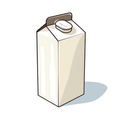Minimalistic Cartoon Milk Carton Design with Simple Geometry and Clean Lines Suitable for Food and Beverage Illustrations or Packaging Concepts