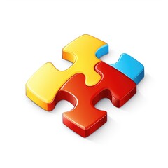 Obraz premium Colorful and Simplistic Puzzle Piece Design for Conceptual Creativity, Problem Solving, and Mental Engagement in Educational Artwork and Visual Content