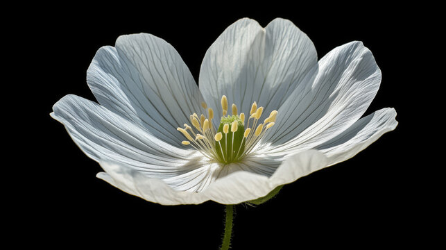 White Flower Macro Photography: Polypetalous Corolla, Delicate Veins, Natural Lighting