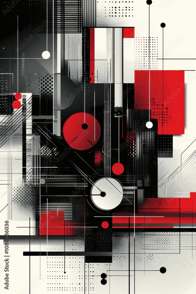 Poster abstract geometric background with red and black patterns
