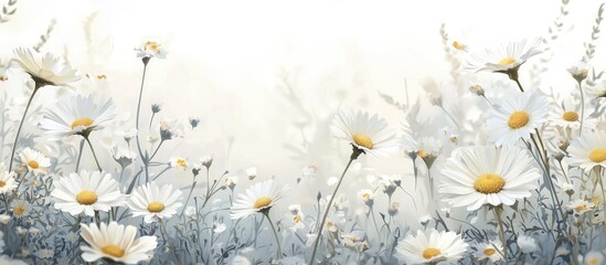 White Field Flowers Background Chamomile Daisy Marguerite