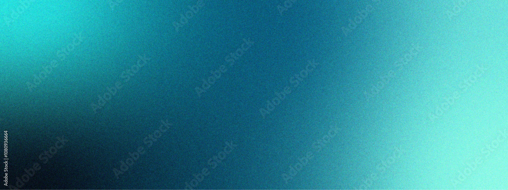Poster Light mint green gradient blurred pastel blue gradient foil shimmer texture background. Digital grainy gradient with a colorful soft noise effect. Blue burnt mint fiery foil. 