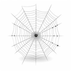 Fototapeta premium Intricate and Delicate Spider Web Design on White Background, Showcasing Symmetry and Nature’s Geometry with Black Accents and Detailed Weaving Patterns