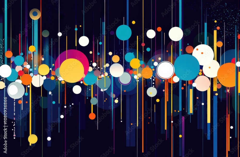 Poster vibrant abstract background with colorful geometric shapes and waves