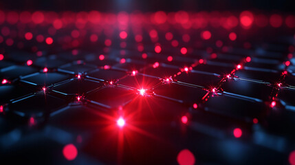 Red Light Photonic Crystal, Hexagonal Lattice, 3D Rendering, Abstract Background, Sci-Fi