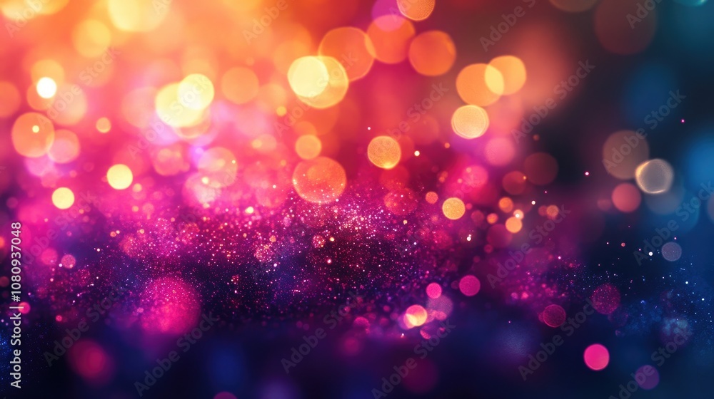 Poster vibrant abstract backdrop with colorful bokeh lights