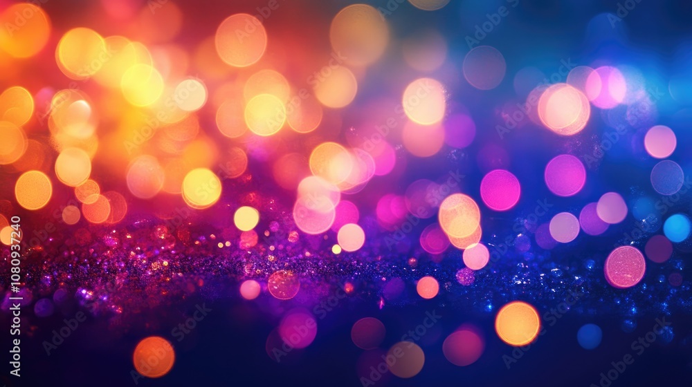 Poster vibrant abstract backdrop with colorful bokeh lights