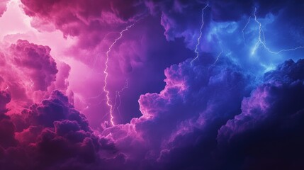 Vivid atmospheric phenomenon featuring lightning and thunder showcasing striking colors and weather elements indicative of an approaching storm with powerful cumulonimbus clouds