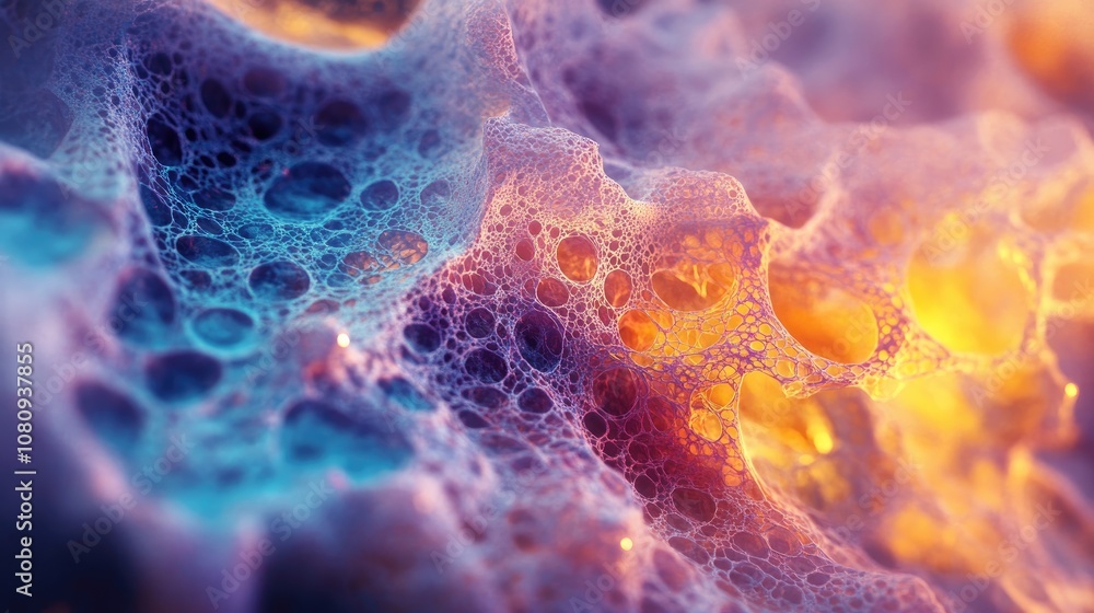 Poster calm neural network peaceful abstraction of gentle layers and fluid nodes