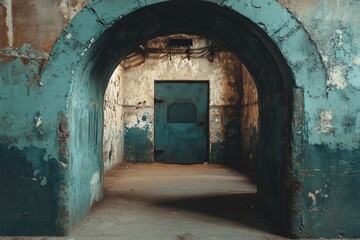 Obraz premium A vibrant blue door set in a traditional building facade.