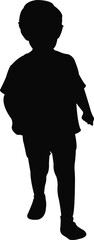 a boy walking body silhouette vector
