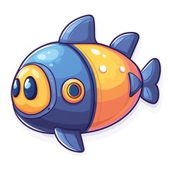 Obraz premium Colorful cartoon fish illustration underwater scene digital art playful environment whimsical concept for children