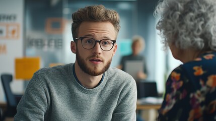 Obraz premium The Young Man Conversing Thoughtfully