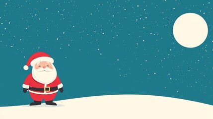 Naklejka premium Jolly Santa Claus standing under a starry night.
