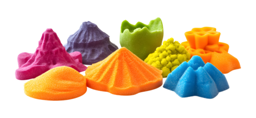 Set of kinetic sand on a transparent background. isolated background.