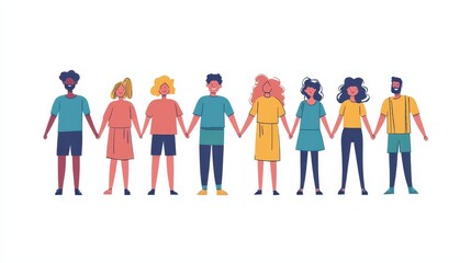 Concept of unity and cooperation with diverse group of people working together.